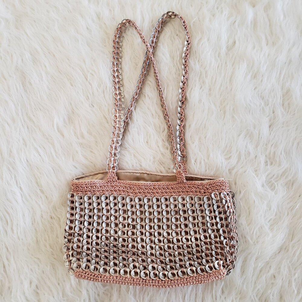 Vintage Crochet Soda Tab Purse Bag Can Pop Top Tote Handcrafted Upcycled Y2K
